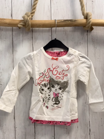 blue seven neu Langarmshirt Gr. 74  weiß Katzen rote Schrift 