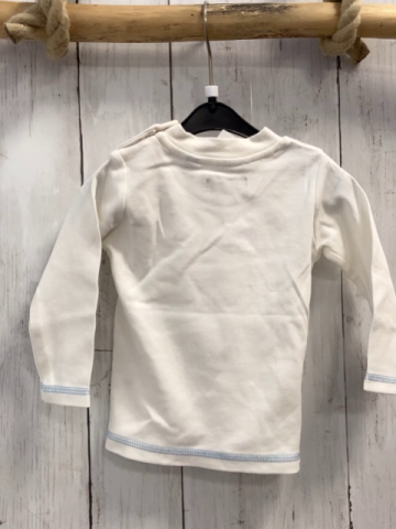 blue seven Langarmshirt Gr. 62  weiß hellblaue schrift Hund Eule