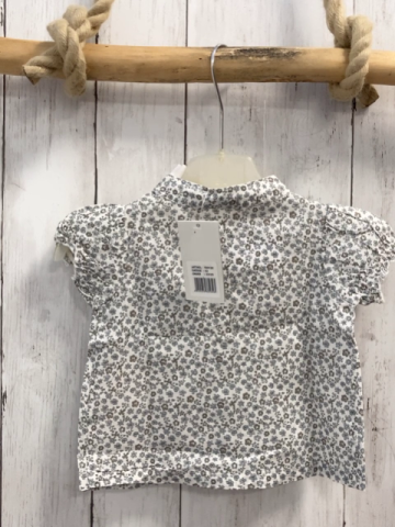 Blue seven neu Sommerbluse Gr. 62  weiß blau graue Blumen