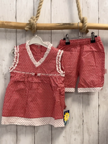 neu Sterntaler 2tlg Kleid + Höschen Gr. 68  rot weiße Blumen gepunkteter Bund