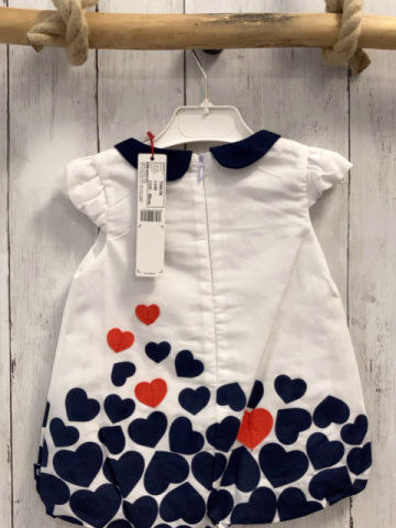 Boboli neu Kleid Gr. 80  weiß blaue rote Herzen blauer Kragen