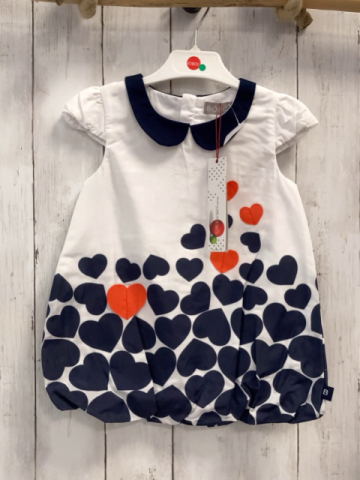 Boboli neu Kleid Gr. 92  weiß blaue rote Herzen blauer Kragen