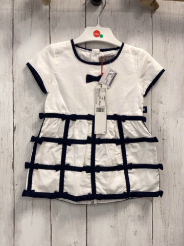 Boboli neu Kleid Gr. 80  weiß blaue Schleifen + Bund