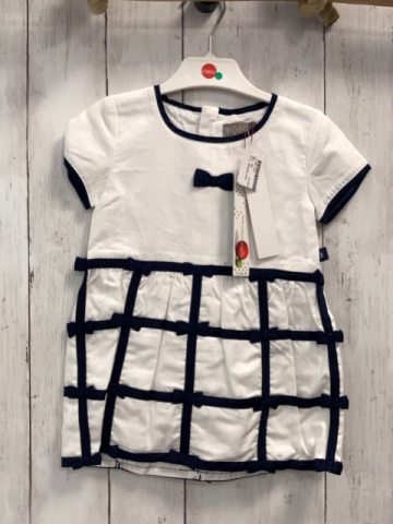 Boboli neu Kleid Gr. 92  weiß blaue Schleifen + Bund
