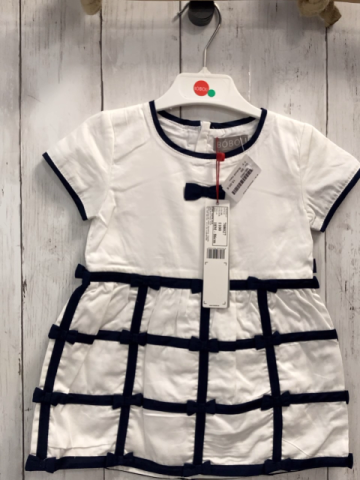 Boboli neu Kleid Gr. 86  weiß blaue Schleifen + Bund