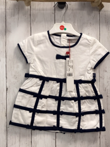 Boboli neu Kleid Gr. 74  weiß blaue Schleifen + Bund