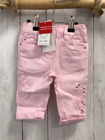 neu blue seven Hose Gr. 62  rosa Jeans Pailetten Bund verstellbar