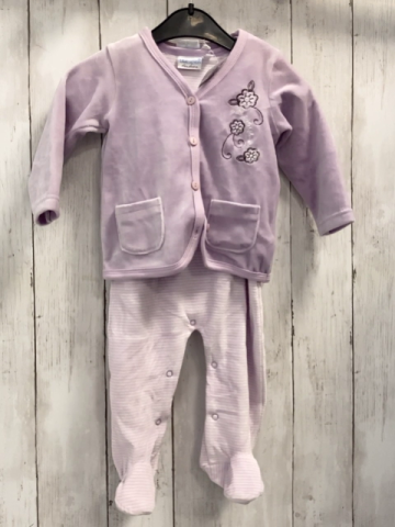 2tlg neu Blue seven Strampler + Jäckchen Gr. 68  flieder weiß gestreift Nicky + flieder Nicky