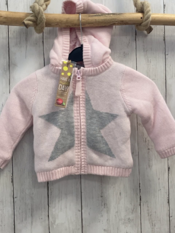 Boboli neu Strickjacke Gr. 74  rosa grauer Stern gefütter Kapuze