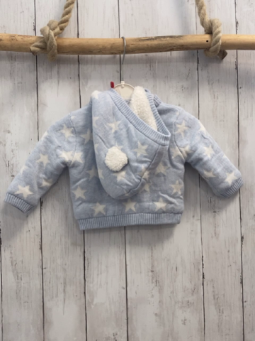 Boboli neu Strickjacke Gr. 62  hellblau weiße Sterne gefüttert Kapuze