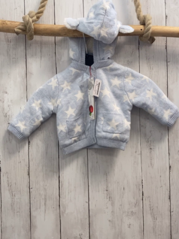 Boboli neu Strickjacke Gr. 62  hellblau weiße Sterne gefüttert Kapuze