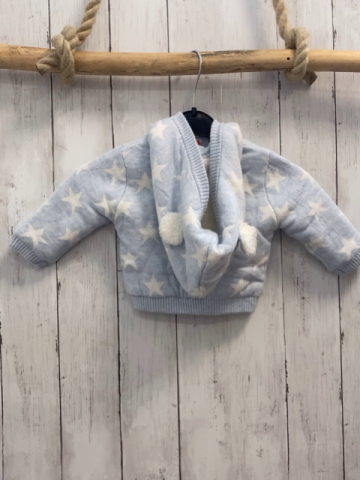 Boboli neu Strickjacke Gr. 62  hellblau weiße Sterne gefüttert Kapuze