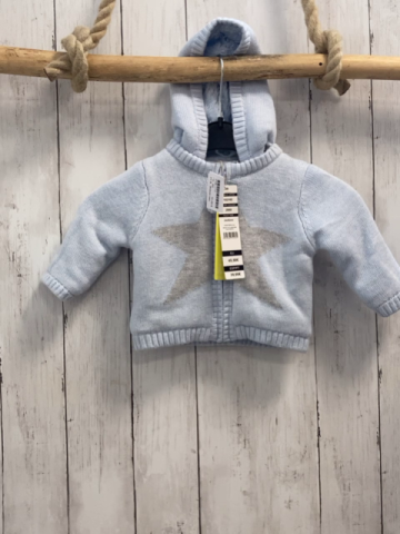 Boboli neu Strickjacke Gr. 62  hellblau grauer Stern gefüttert Kapuze NP 45,90€
