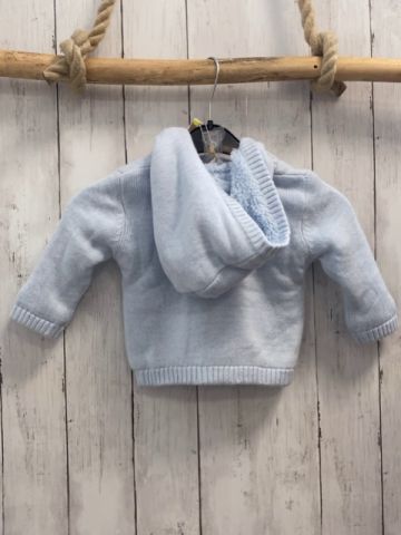 Boboli neu Strickjacke Gr. 74  hellblau grauer Stern gefüttert Kapuze NP 45,90€