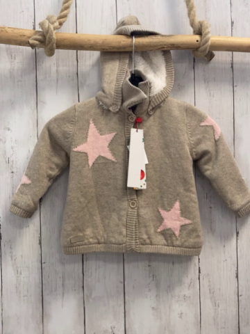 Boboli neu Strickjacke Gr. 74  beige rosa Sterne gefüttert Kapuze