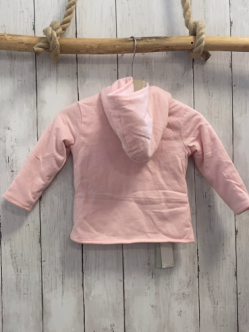 Boboli neu Wende-Sweatjacke Gr. 74  rosa + rosa weiß gestreift Kapuze