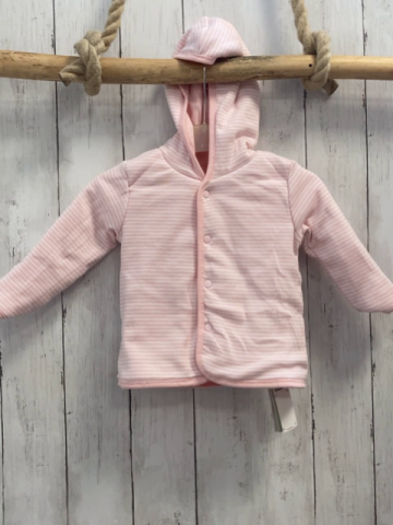 Boboli neu Wende-Sweatjacke Gr. 74  rosa + rosa weiß gestreift Kapuze