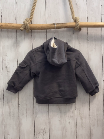 Boboli neu Sweatjacke Gr. 80  grau Schrift Teddyfutter Kapuze