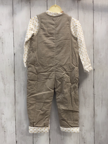 2tlg Boboli neu Langarmshirt + Latzhose Gr. 80  weiß gelbe Sterne + beige Kord gefüttert gestickte Schrift + Stern