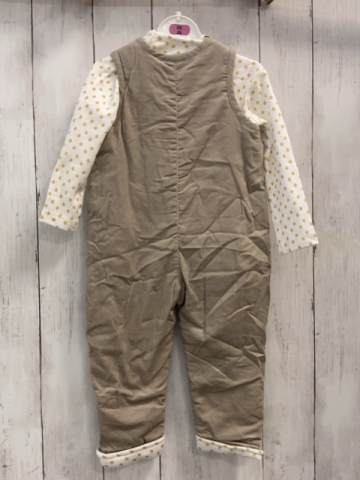 2tlg Boboli neu Langarmshirt + Latzhose Gr. 80  weiß gelbe Sterne + beige Kord gefüttert gestickte Schrift + Stern