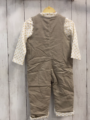 2tlg Boboli neu Langarmshirt + Latzhose Gr. 68  weiß gelbe Sterne + beige Kord gefüttert gestickte Schrift + Stern