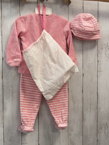 4tlg Boboli neu Pullover + Hose + Mütze + Beutel Gr. 74  himbeere Giraffen + himbeere weiß gestreift 