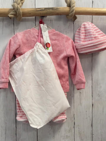 4tlg Boboli neu Pullover + Hose + Mütze + Beutel Gr. 62  himbeere Giraffen + himbeere weiß gestreift 