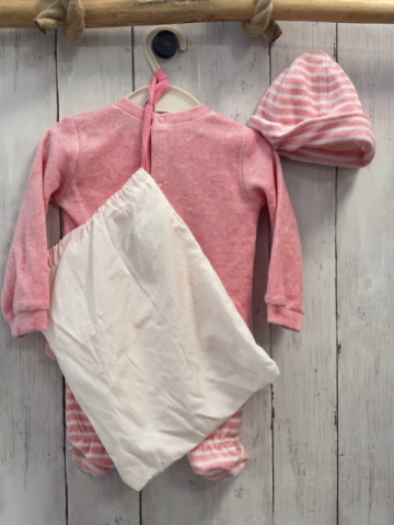4tlg Boboli neu Pullover + Hose + Mütze + Beutel Gr. 68  himbeere Giraffen + himbeere weiß gestreift 