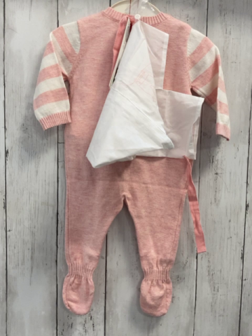 3tlg Boboli neu Strickoverall + Mütze + Beutel Gr. 62  rosa weiß Streifen + Stern 