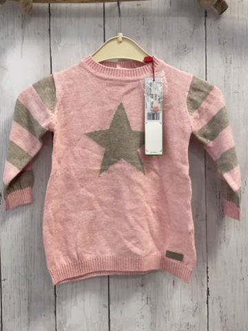 Boboli neu Kleid Gr. 68  rosa beige Streifen + Stern Strick