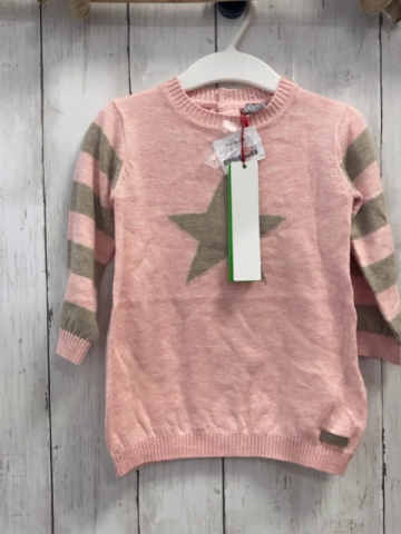 Boboli neu Kleid Gr. 74  rosa beige Streifen + Stern Strick
