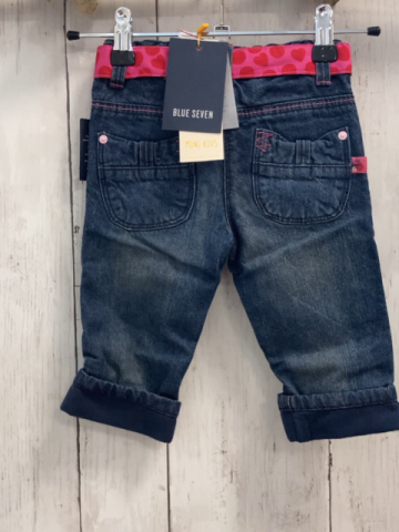 blue seven neu Hose Gr. 68  blau Jeans pink Gürtelband mit roten Punkten und Herzen