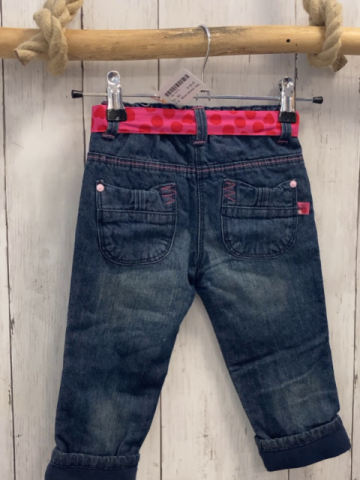 Blue seven neu Hose Gr. 80  blau Jeans gefüttert pink Gürtelband mit roten Herzen & Punkten  