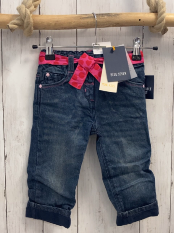 Blue seven neu Hose Gr. 80  blau Jeans gefüttert pink Gürtelband mit roten Herzen & Punkten  