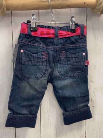 Blue seven neu Hose Gr. 62  blau Jeans gefüttert pink Gürtelband mit roten Herzen & Punkten  