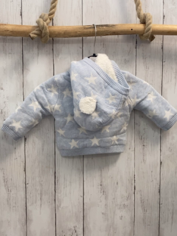 Boboli neu Strickjacke Gr. 62  hellblau weiße Sterne Strick Kapuze 
