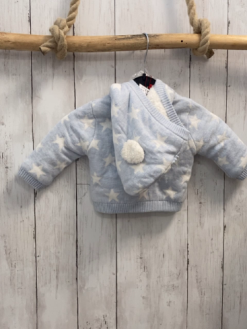Boboli neu Strickjacke Gr. 62  hellblau weiße Sterne Strick Kapuze 