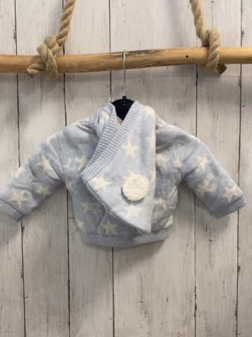 Boboli neu Strickjacke Gr. 56  hellblau weiße Sterne Strick Kapuze 
