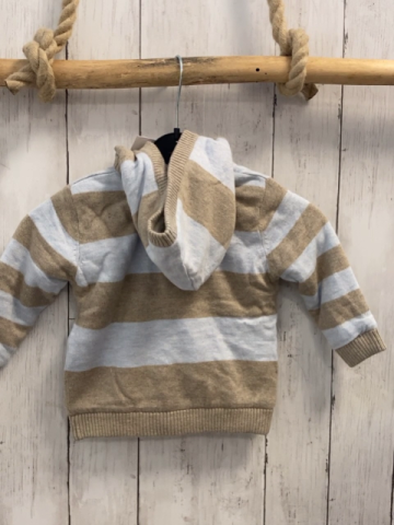 Boboli neu Strickjacke Gr. 68  hellblau beige Streifen Strick Kapuze Knebelknöpfe
