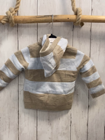 Boboli neu Strickjacke Gr. 62  hellblau beige Streifen Strick Kapuze Knebelknöpfe