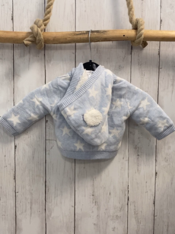 Boboli neu Strickjacke Gr. 56  hellblau weiße Sterne Strick Kapuze