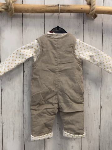 2tlg Boboli neu Langarmshirt + Latzhose Gr. 56  weiß gelbe Sterne + beige Kord gefüttert gestickte Schrift + Stern