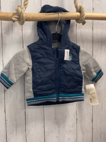 neu Kiabi Jacke Gr. 62  blau Sweatärmel blau petrol Streifen Kapuze NP 10,95€