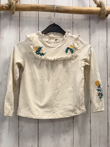 Sergent Major  Langarmshirt  Gr. 110  creme Rüschen + Blumenstickerei