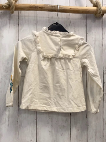 Sergent Major  Langarmshirt  Gr. 110  creme Rüschen + Blumenstickerei
