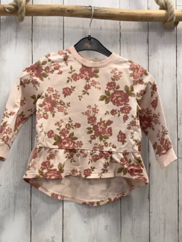 Alana Pullover Gr. 92  rosa altrosa Blumen beige Blätter 