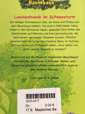 Magisches Baumhas  Buch Lawinenhunde im Schneesturm 