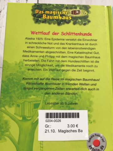 Magisches Baumhaus  Buch Wettlauf der Schlittenhunde 