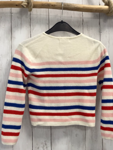H&M Pullover  Gr. 122/128  weiß rosa blau rote Streifen Strick