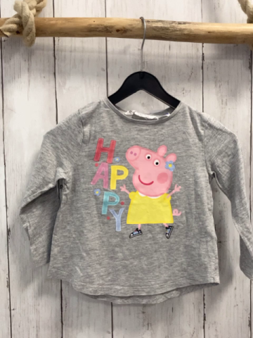H&M  Langarmshirt  Gr. 92  grau Peppa Pig Glitzerschrift 